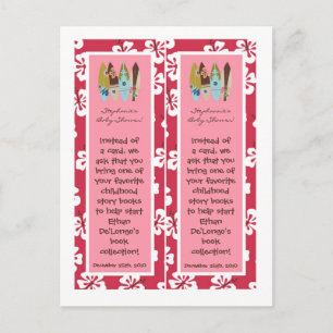 Invitation Carte Postale 2 points de livre rose Hawaiian Luau Tropical