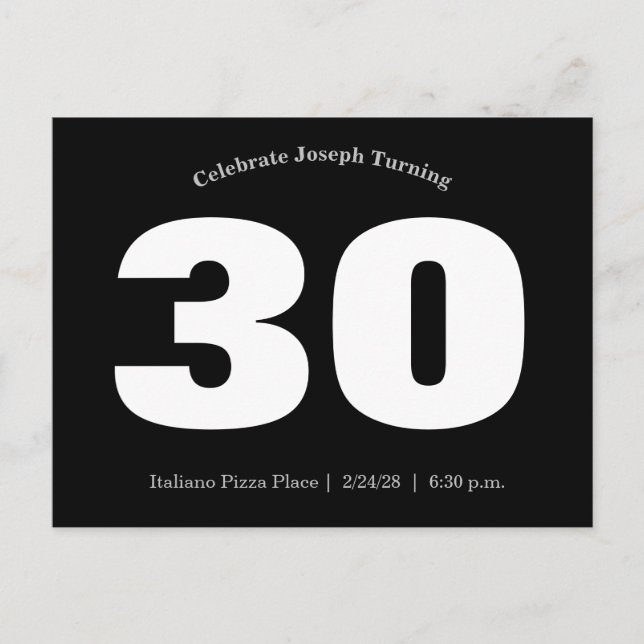 Invitation Carte Postale 30e anniversaire de naissance (Devant)