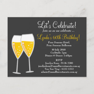 INVITATION CARTE POSTALE 311-CHAMPAGNE CÉLÉBRATION GRAY