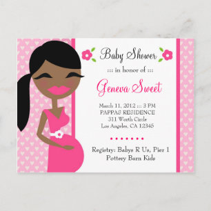 Invitation Carte Postale 311 Mommy to Be African American Pink