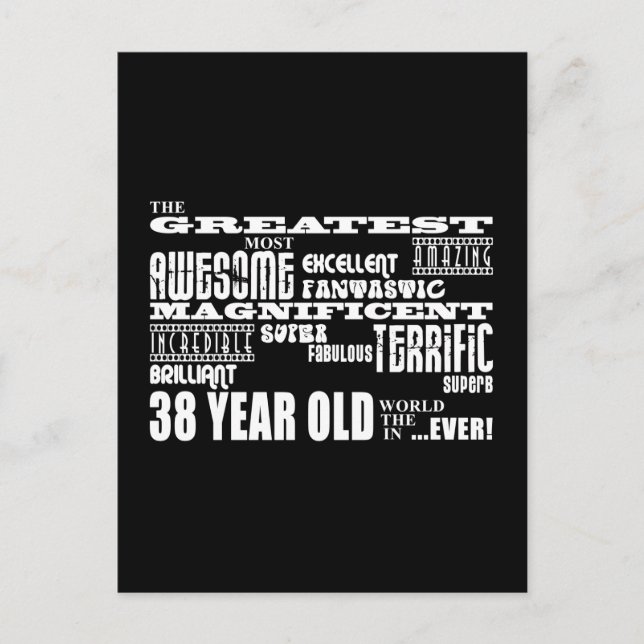 Invitation Carte Postale 38e fête d'anniversaire Plus grande trente-huit an (Devant)
