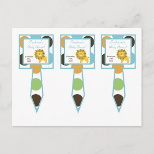 Invitation Carte Postale 3 Coupe Cake Pics Jungle King Lion Safari Zoo Anim