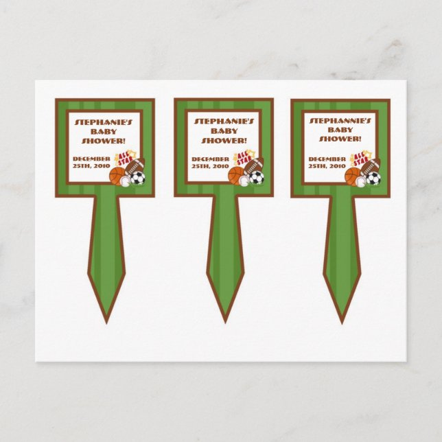 Invitation Carte Postale 3 Coupe Cake Pictures All Star Green (Devant)