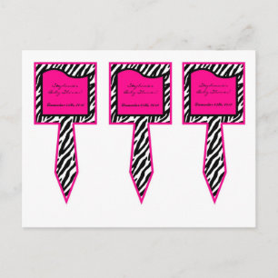 Invitation Carte Postale 3 Coupe Cake Pictures Hot Pink Zebra Print