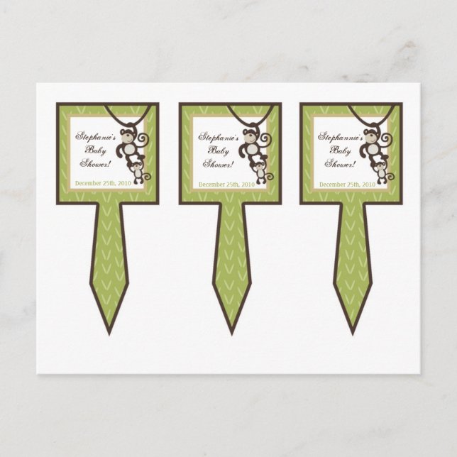 Invitation Carte Postale 3 Coupe Cake Pictures Monkey Time Zoo Animal (Devant)