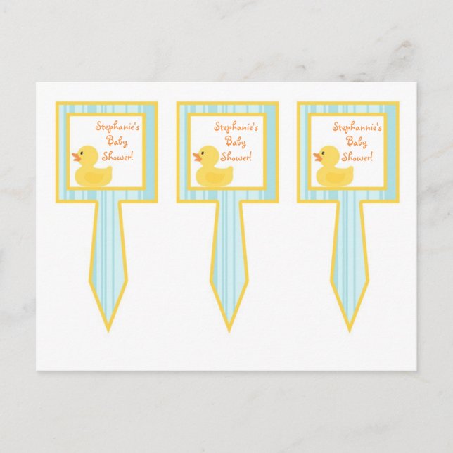 Invitation Carte Postale 3 Coupe Cake Pictures Rubber Ducky Bubbles (Devant)