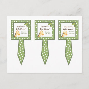 Invitation Carte Postale 3 Coupe Cake Pictures Safari Jungle Giraffe Green