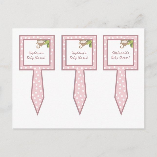 Invitation Carte Postale 3 Coupe Cake Pictures Safari Jungle Giraffe rose (Devant)