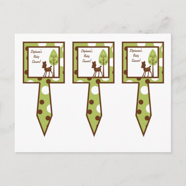 Invitation Carte Postale 3 Coupe Cake Pictures Woodland Friends Deer (Devant)