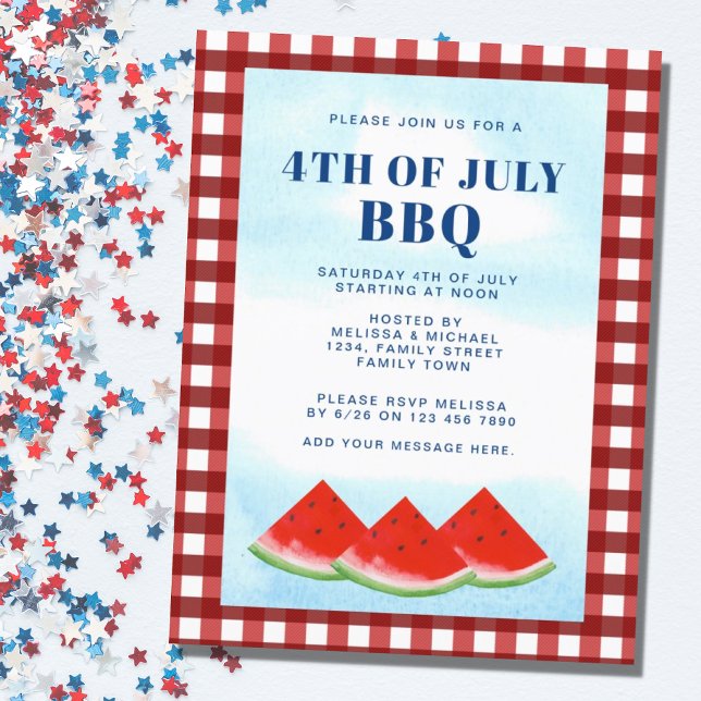 Invitation Carte Postale 4 juillet BBQ (Créateur téléchargé)