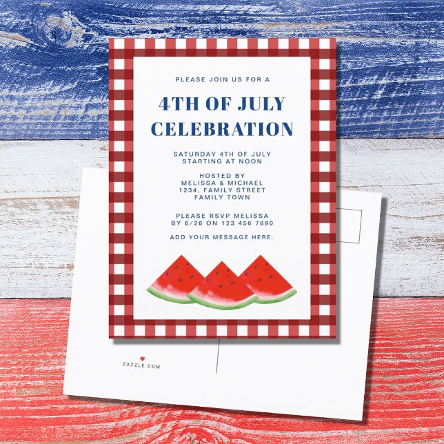 Invitation Carte Postale 4 juillet fête (Créateur téléchargé)