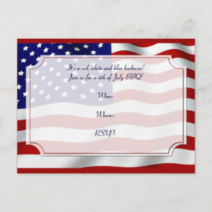 Invitation Carte Postale 4 juillet la bannière étoilée diminue pour