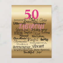50 & Fabuleux Gold Pink Black Typographie d'annive