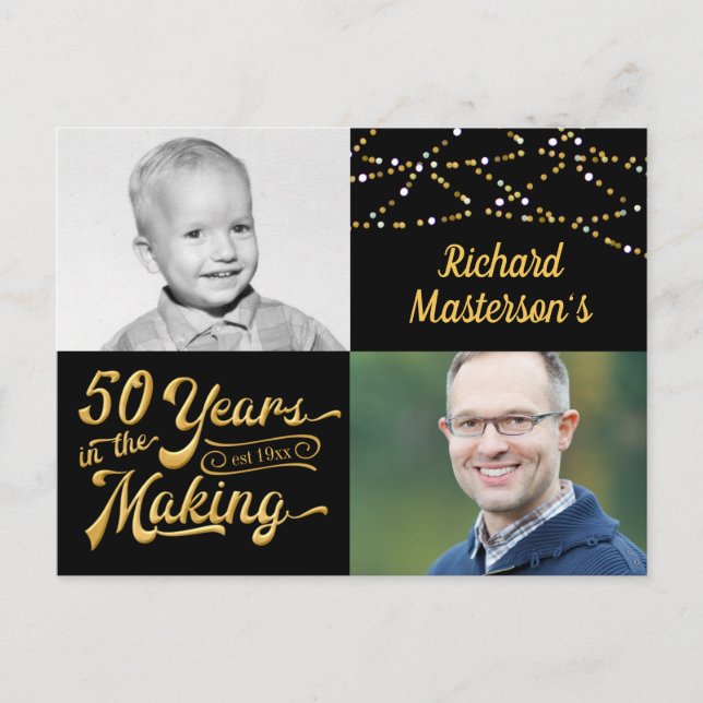 Invitation Carte Postale 50e anniversaire 50 ans dans la fabrication (Alors (Devant)