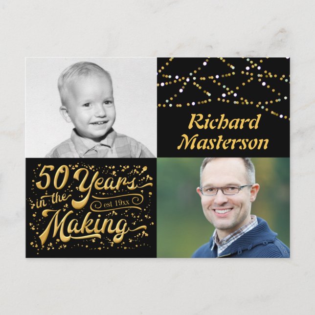 Invitation Carte Postale 50e anniversaire 50 ans dans la fabrication (hier  (Devant)