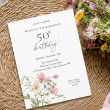 50e anniversaire Féminin Aquarelle Fleur sauvage
