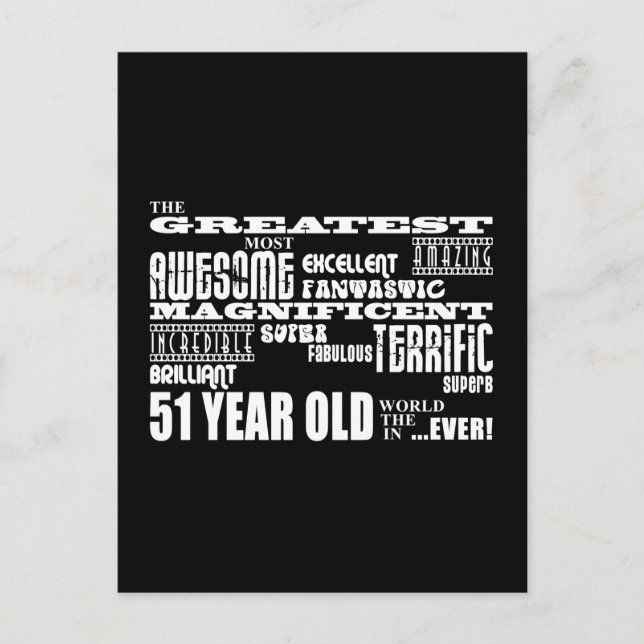 Invitation Carte Postale 51e fête d'anniversaire Plus grande Cinquante et u (Devant)