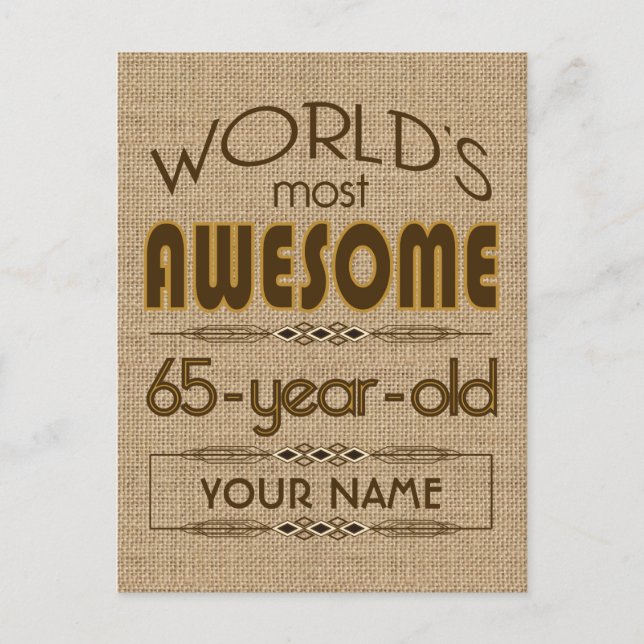 Invitation Carte Postale 65e anniversaire du monde meilleur fabuleux (Devant)