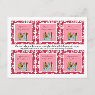 Invitation Carte Postale 6 Favoriser les étiquettes Pink Hawaiian Luau Trop