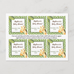 Invitation Carte Postale 6 Favoriser les étiquettes Safari Jungle Giraffe G
