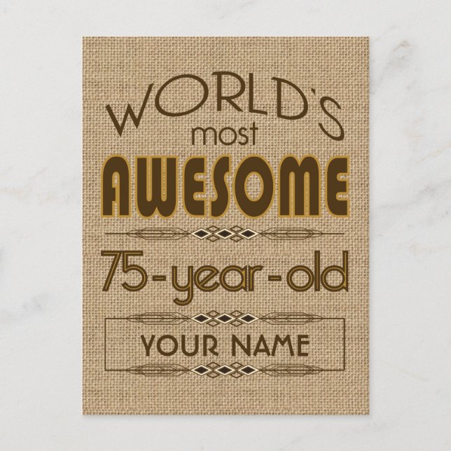 Invitation Carte Postale 75e anniversaire du monde meilleur fabuleux (Devant)