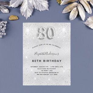 Invitation Carte Postale 80e anniversaire éclat d'argent