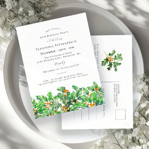 Invitation Carte Postale 95e anniversaire Holly Décembre Mois de naissance