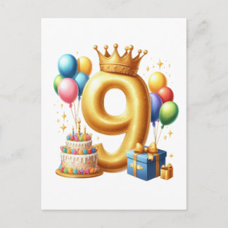 Invitation Carte Postale 9e anniversaire doré