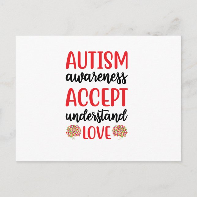 Invitation Carte Postale Accepter la sensibilisation sur l'autisme Comprend (Devant)