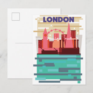Invitation Carte Postale Affiche de voyage sur la skyline de Londres.