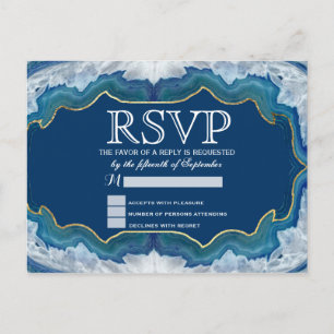 Invitation Carte Postale Agate Elegant Pretty Blue Geode Motif Turquoise