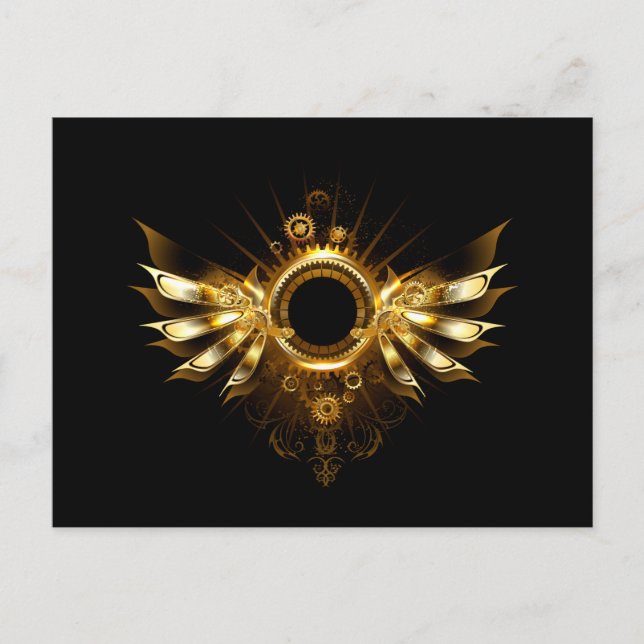 Invitation Carte Postale Ailes de Steampunk (Devant)