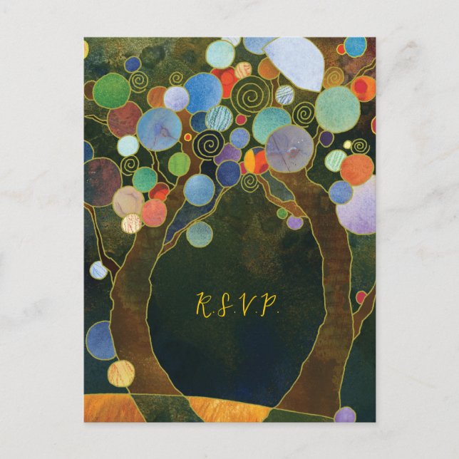 Invitation Carte Postale Aimer Arbres Rustique Mariage Choix de repas RSVP (Devant)