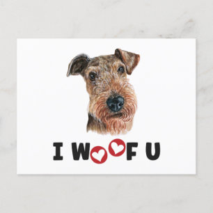 Invitation Carte Postale Airdale Terrier Dog I Woof You