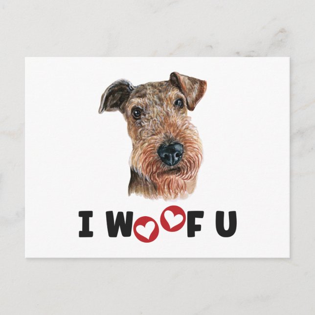 Invitation Carte Postale Airdale Terrier Dog I Woof You (Devant)