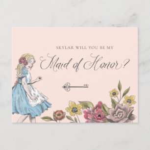 Invitation Carte Postale Alice Vintage au pays des merveilles Sois ma femm