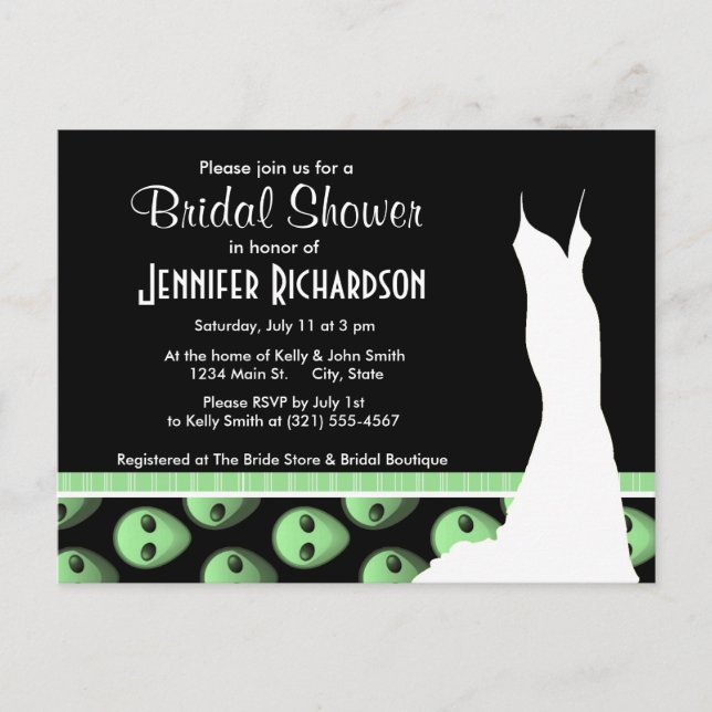 Invitation Carte Postale Alien noir et vert (Devant)