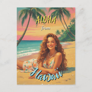 Invitation Carte Postale Aloha Hawaiian Travel Style vintage de Hawaii