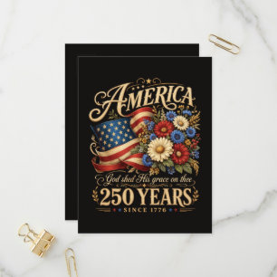 Invitation Carte Postale Amérique 250 ans depuis 1776 Cadeau Floral Patriot