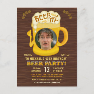 Invitation Carte Postale Amusant Anniversaire Fête de la bière Adulte Boire