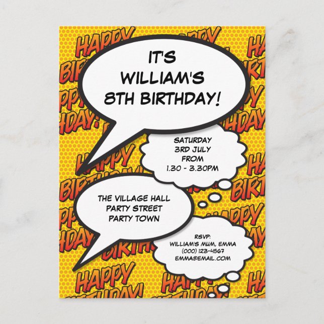 Invitation Carte Postale Amusants Anniversaire Discours Bande dessinée Bull (Devant)