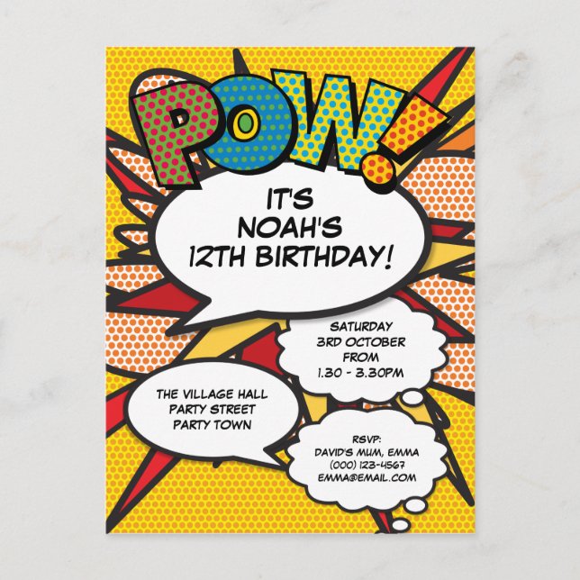 Invitation Carte Postale Amusement moderne Anniversaire de la fête comique  (Devant)