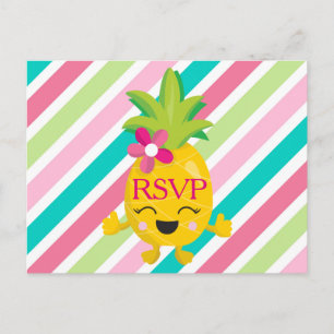 Invitation Carte Postale Ananas souriant RSVP