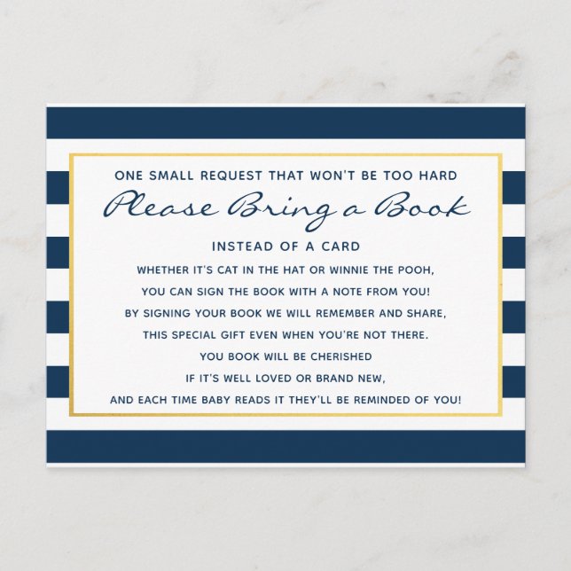 Invitation Carte Postale Ancre nautique Apportez un Baby shower de biblioth (Devant)