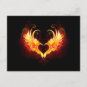 Invitation Carte Postale Angel Fire Heart with Wings
