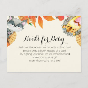 Invitation Carte Postale Animal Rustic citrouille Apportez un insert de liv