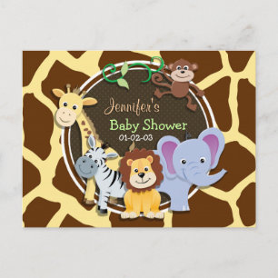 Invitation Carte Postale Animaux de la jungle sur Poster de animal Brown Gi