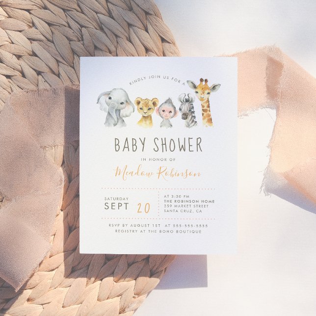 Invitation Carte Postale Animaux de la jungle tribale Baby shower d'éléphan (Créateur téléchargé)