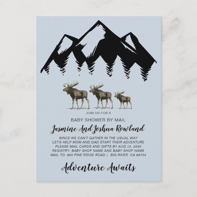 Invitation Carte Postale Animaux rustiques de bois Baby shower familial (Devant)