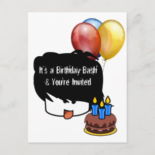 Invitation Carte Postale Anime 3 ans d'anniversaire